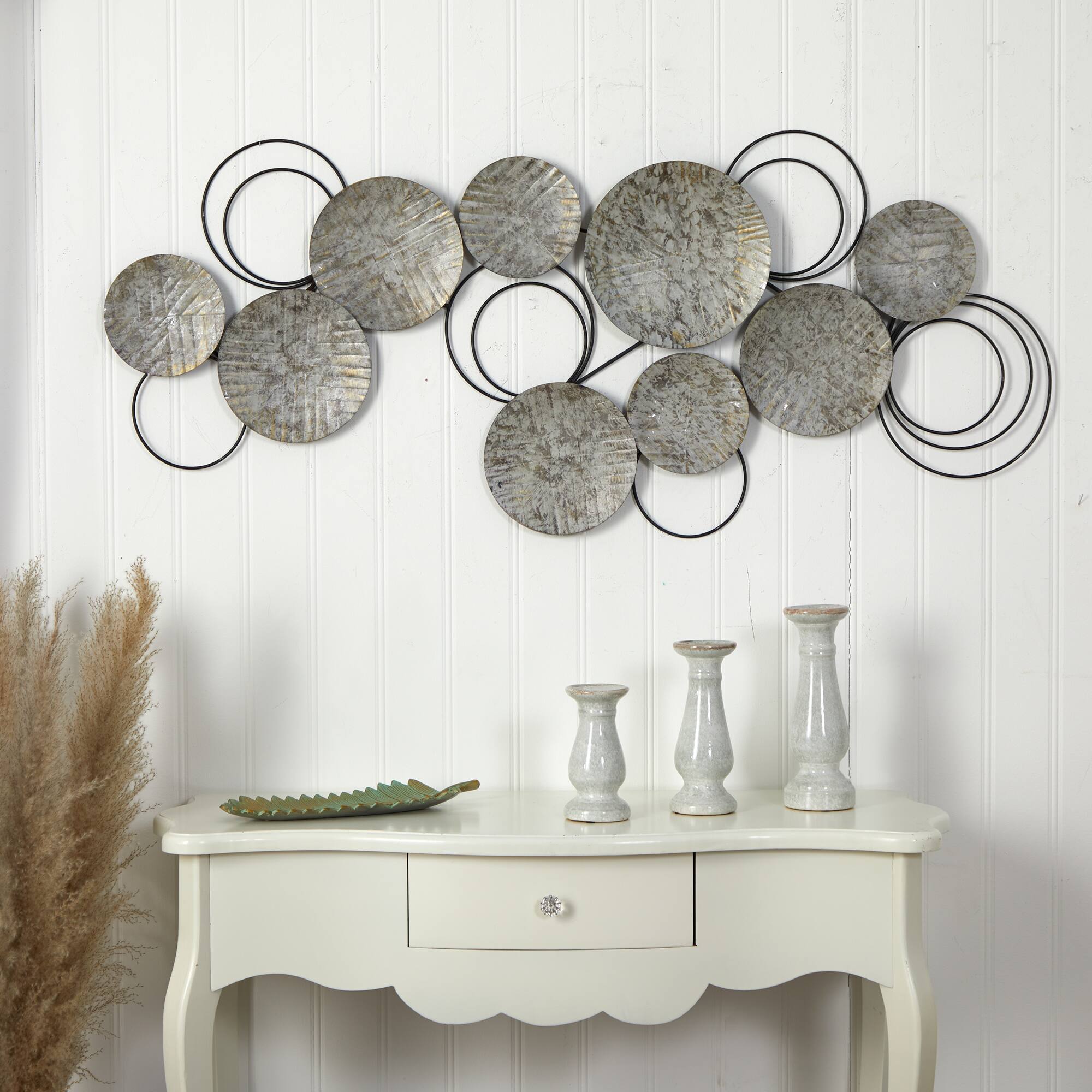 4.5ft. x 2ft. Galvanized Embossed Metal Discs Wall Art Decor
